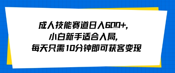 【19318】成人技能赛道日入多张，小白新手适合入局，每天只需10分钟即可获客变现