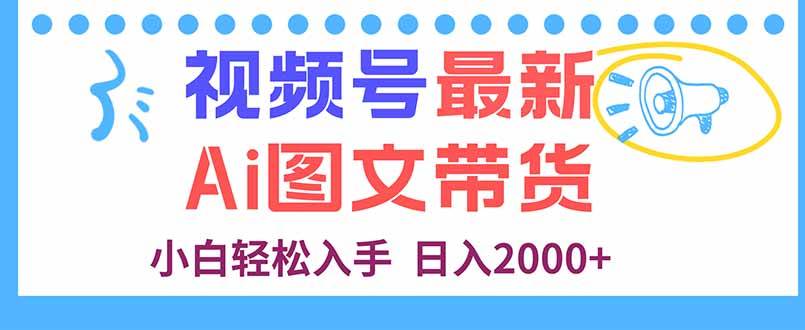 【19789】视频号最新AI图文带货，每天几分钟，小白轻松入手，日入2000+