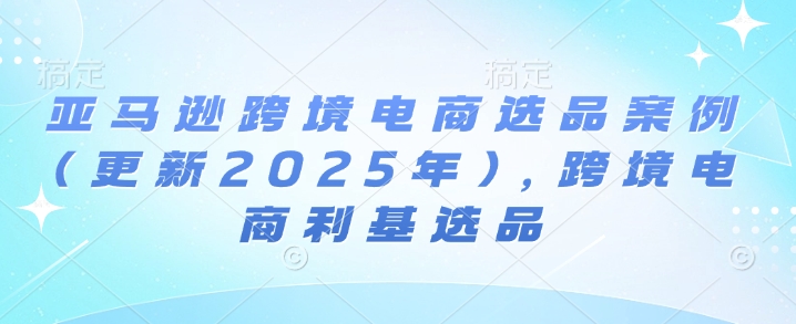 【19859】阿甘亚马逊跨境电商选品案例(更新2025年10月)，跨境电商利基选品
