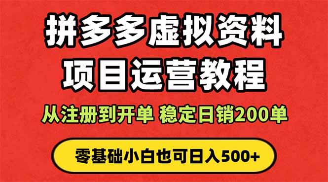 【19907】拼多多开店运营课程： 蓝海变现玩法，轻松实现睡后收入 零基础小白也可