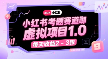 【19948】黄岛主小红书考题赛道虚拟项目1.0，项目操作简单，每天收益2-3张