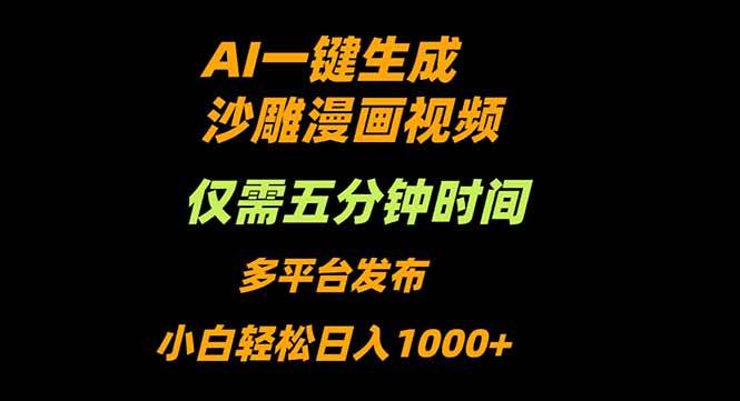 【20015】AI一键生成沙雕动漫视频，只需5分钟，小白轻松日入1000+