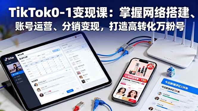 【20050】TK老虎会TikTok0-1变现课：掌握网络搭建、账号运营、分销变现，打造高转化万粉号