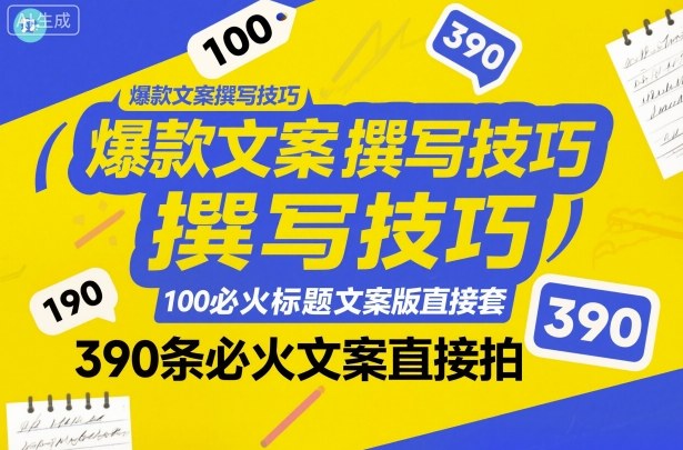 【20238】聚鑫团队爆款文案撰写技巧，100个必火标题文案模版直接套，390条必火文案直接拍