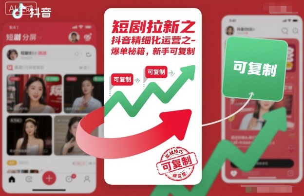 【20247】短剧拉新之抖音精细化运营之爆单秘籍，新手可复制