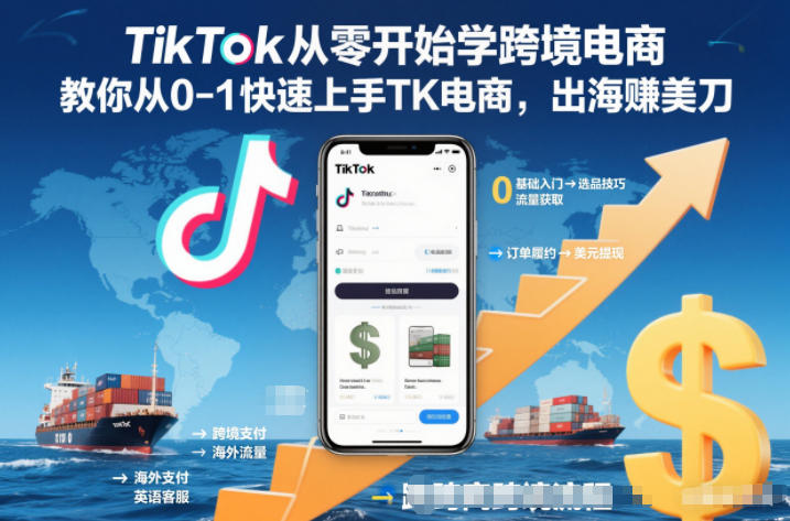 梯克出海TikTok从零开始学跨境电商，教你从0-1快速上手TK电商，出海賺美刀