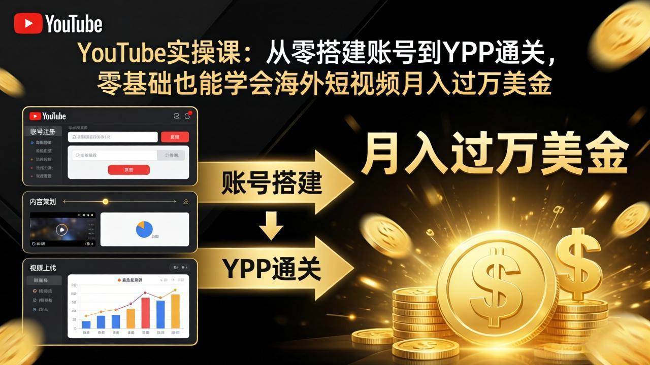 【21501】麦子甜YouTube实操课：从零搭建账号到YPP通关，零基础也能学会海外短视频月入过万美金