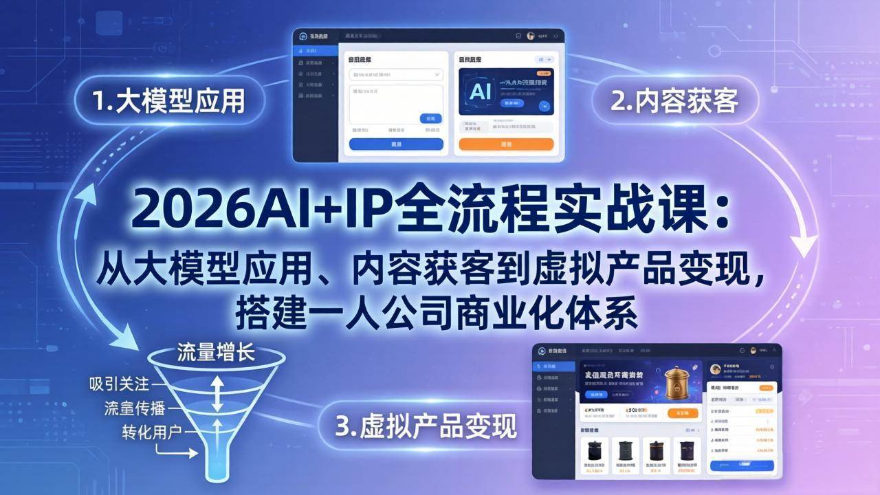 【21517】松月2026AI+IP全流程实战课：从大模型应用、内容获客到虚拟产品变现，搭建一人公司商业化体系