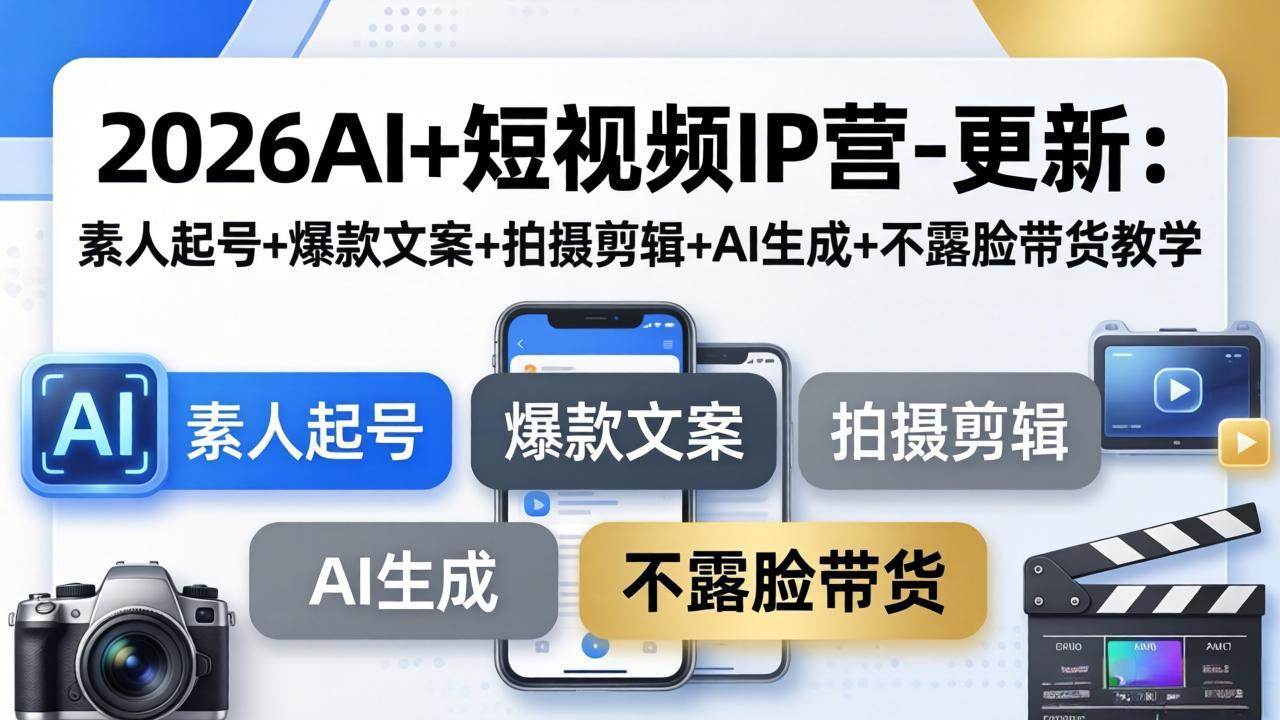 【21543】乔之柔2026AI+短视频IP营-4.13日更新：素人起号+爆款文案+拍摄剪辑+AI生成+不露脸带货教学