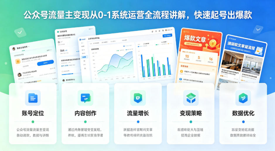 【21548】兔子老师公众号流量主变现从0-1系统运营全流程讲解，快速起号出爆款