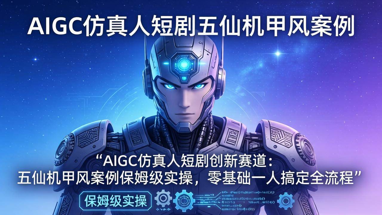 【21553】云驿AIAIGC仿真人短剧创新赛道：五仙机甲风案例保姆级实操，零基础一人搞定全流程