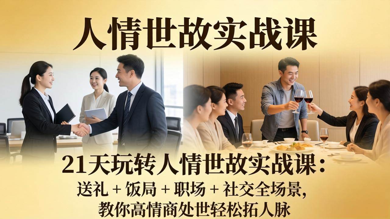 【21572】晚晴21 天玩转人情世故实战课：送礼 + 饭局 + 职场 + 社交全场景，教你高情商处世轻松拓人脉