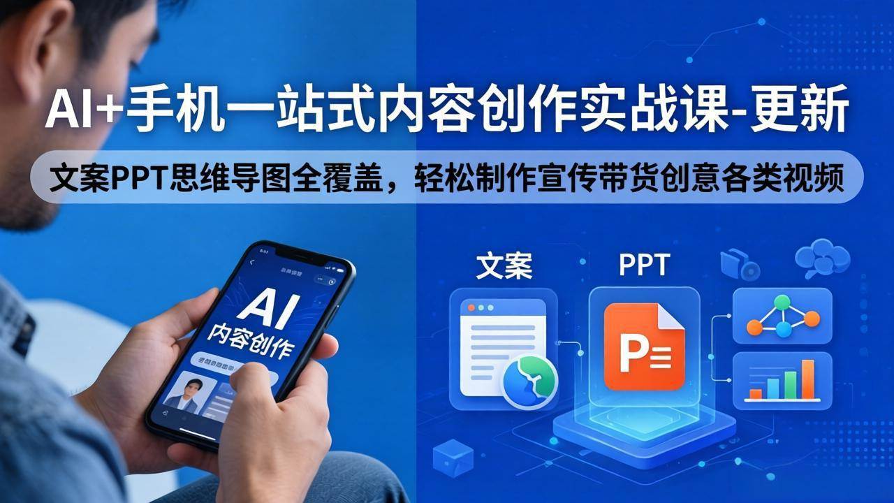 【21594】林老师AI+手机一站式内容创作实战课，文案PPT思维导图全覆盖，轻松制作宣传带货创意各类视频