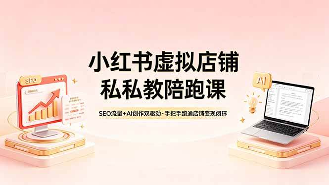 【21613】灵珊小红书虚拟店铺私教陪跑课，SEO流量+AI创作双驱动，手把手跑通店铺变现闭环