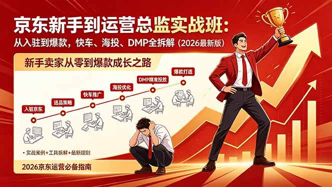 【21619】七哥电商会京东新手到运营总监实战班：从入驻到爆款，快车、海投、DMP全拆解，2026最新版
