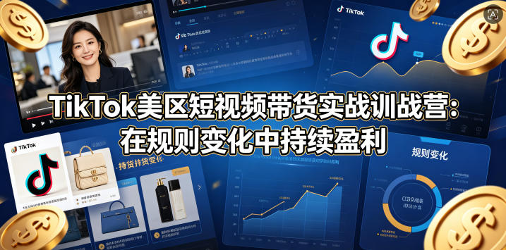 【21637】视界跨境TikTok美区短视频带货实战训战营：在规则变化中持续盈利