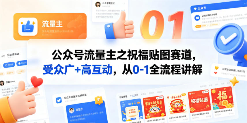 【21640】公众号流量主之祝福贴图赛道，受众广+高互动，从0-1全流程讲解