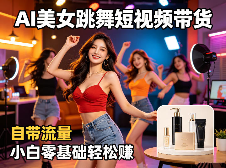 【21642】AI美女跳舞短视频带货：自带流量，小白零基础轻松賺，详细拆解