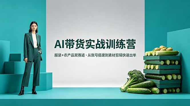【21646】优课星球AI带货实战训练营，服装+农产品双赛道，从账号搭建到素材剪辑快速出单
