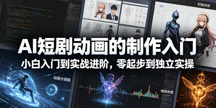 【21652】AI短剧动画的制作入门，小白入门到实战进阶，零起步到独立实操