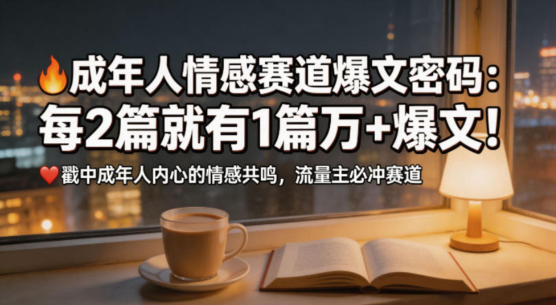 【21659】公众号流量主成年人情感心理赛道，流量最大，受众最广的主流赛道之一，平均每2篇就有1篇万爆文章