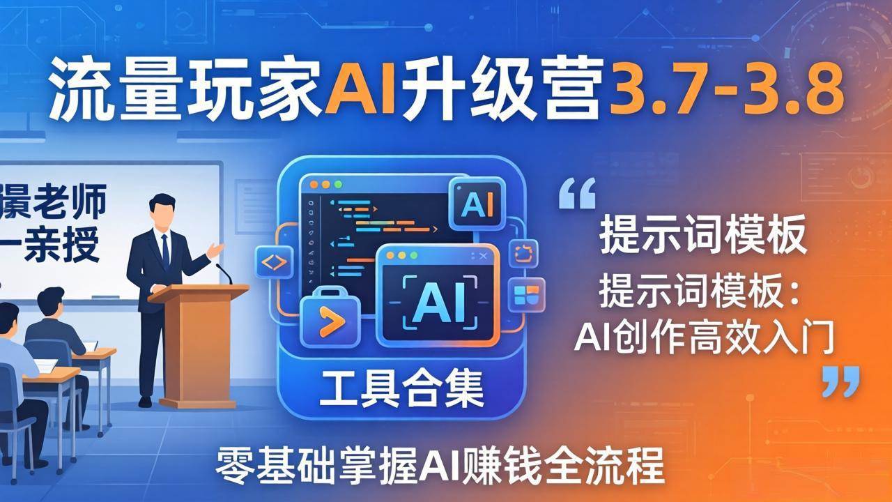 【21661】流量玩家AI升级营3.7-3.8全套资料：多老师亲授+工具合集+提示词模板，零基础掌握AI赚钱全流程