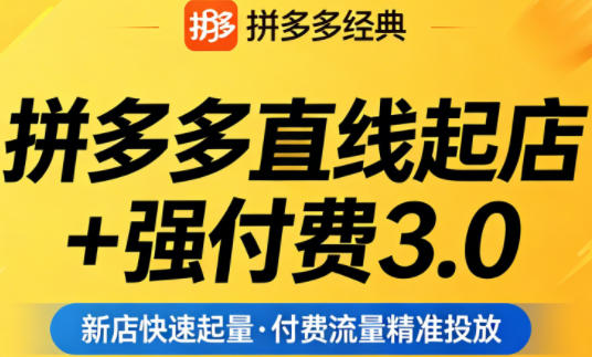 【21662】泓一拼多多直线起店+强付费3.0，教你稳定起店、高效控投产、破解流量瓶颈（更新4月）