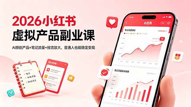 松月2026年4月份小红书虚拟产品副业课，AI原创产品+笔记流量+投流放大，普通人也能稳定变现