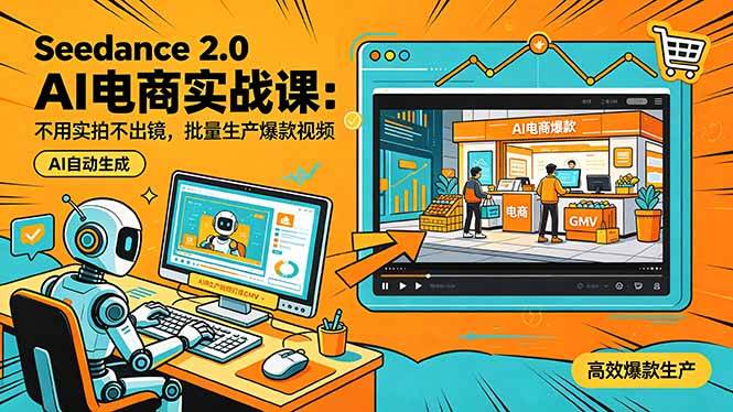 镇涛Seedance 2.0 AI电商实战课：不用实拍不出镜，批量生产爆款视频打爆GMV