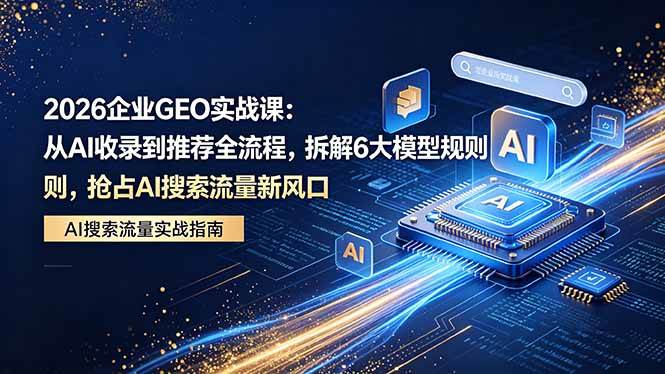 叶子老师2026 企业GEO实战课：从AI收录到推荐全流程，拆解6大模型规则，抢占 AI 搜索流量新风口