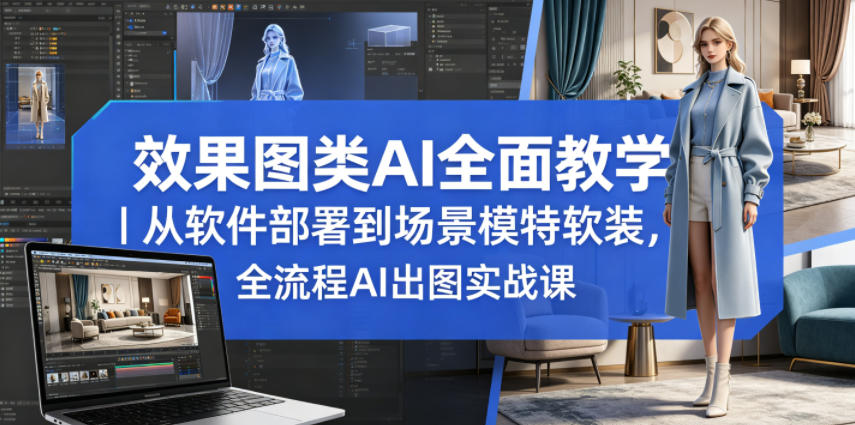 【21696】效果图类AI全面教学｜从软件部署到场景模特软装，全流程AI出图实战课