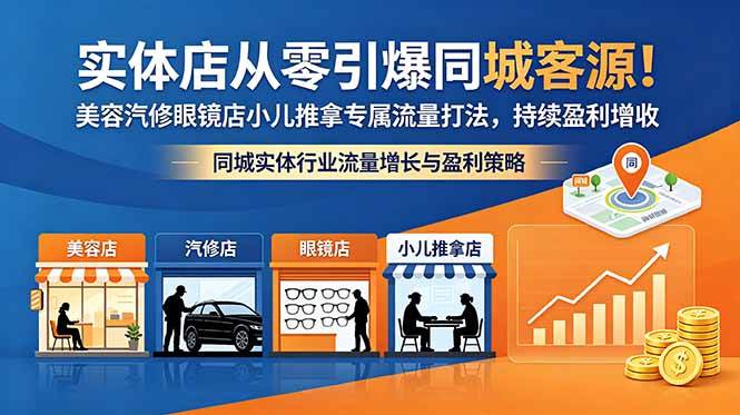 【21738】黑马视光实体店从零引爆同城客源！美容汽修眼镜店小儿推拿专属流量打法，持续盈利增收