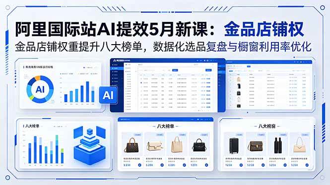 【21759】张国儒阿里国际站AI提效5月新课：金品店铺权重提升八大榜单，数据化选品复盘与橱窗利用率优化