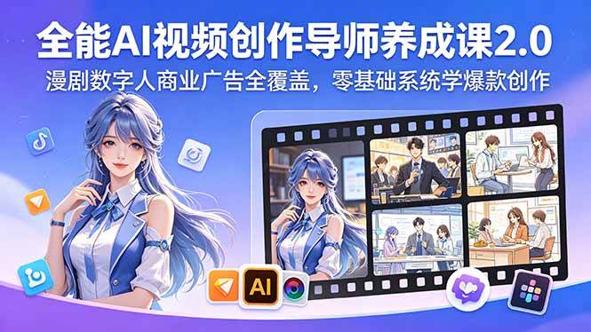 【21760】白无常全能AI视频创作导师养成课2.0，漫剧数字人商业广告全覆盖，零基础系统学爆款创作