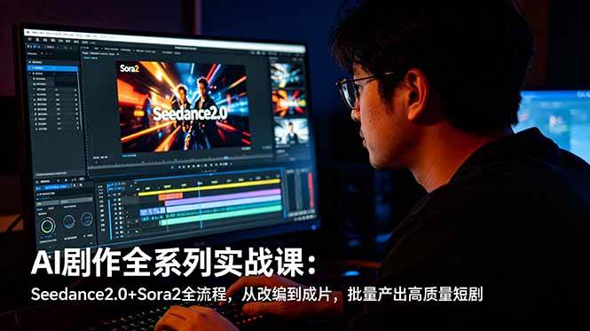 【21766】jerry老师AI剧作全系列实战课：Seedance2.0+Sora2全流程，从改编到成片，批量产出高质量短剧