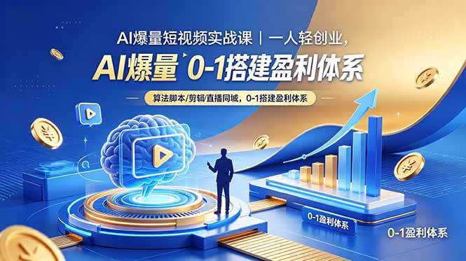 【21780】爵优AI爆量短视频实战课｜一人轻创业，算法脚本剪辑直播同城，0-1搭建盈利体系