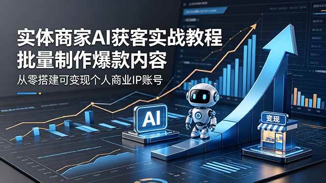 【21783】实体商家AI获客实战教程：批量制作爆款内容，从零搭建可变现个人商业IP账号