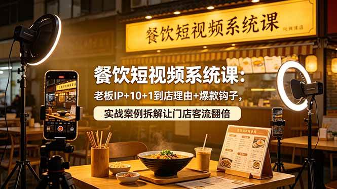 【21831】周子餐饮短视频系统课：老板IP+10+1到店理由+爆款钩子，实战案例拆解让门店客流翻倍