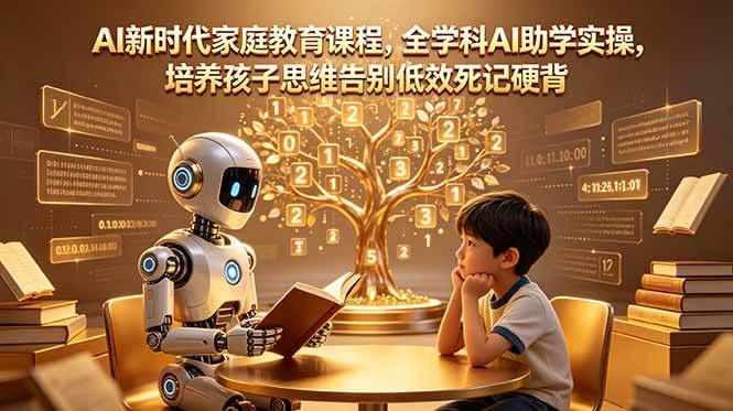 李尚龙AI新时代家庭教育课程，全学科AI助学实操，培养孩子思维告别低效死记硬背