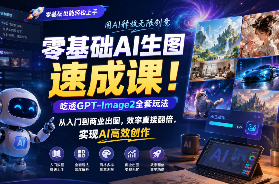 【21849】零基础AI生图速成课！吃透GPT-Image2全套玩法，从入门到商业出图，效率直接翻倍，实现AI高效创作