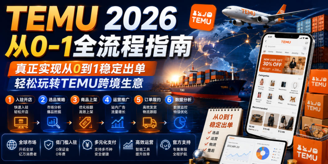【21879】雷子TEMU 2026从0-1全流程指南，真正实现从0到1稳定出单，轻松玩转TEMU跨境生意