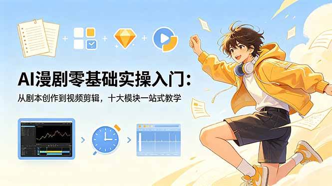 南耀学苑AI漫剧零基础实操入门：从剧本创作到视频剪辑，十大模块一站式教学