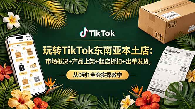 【21906】苗苗老师玩转TikTok东南亚本土店：市场概况+产品上架+起店折扣+出单发货，从0到1全套实操教学