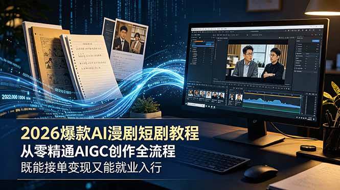 【21932】2026 爆款 AI 漫剧短剧教程 从零精通 AIGC 创作全流程 既能接单变现又能就业入行