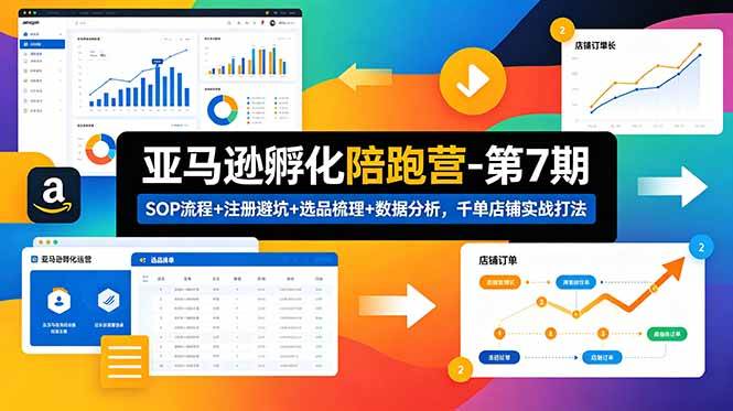 米亚亚马逊孵化陪跑营-第7期：SOP流程+注册避坑+选品梳理+数据分析，千单店铺实战打法