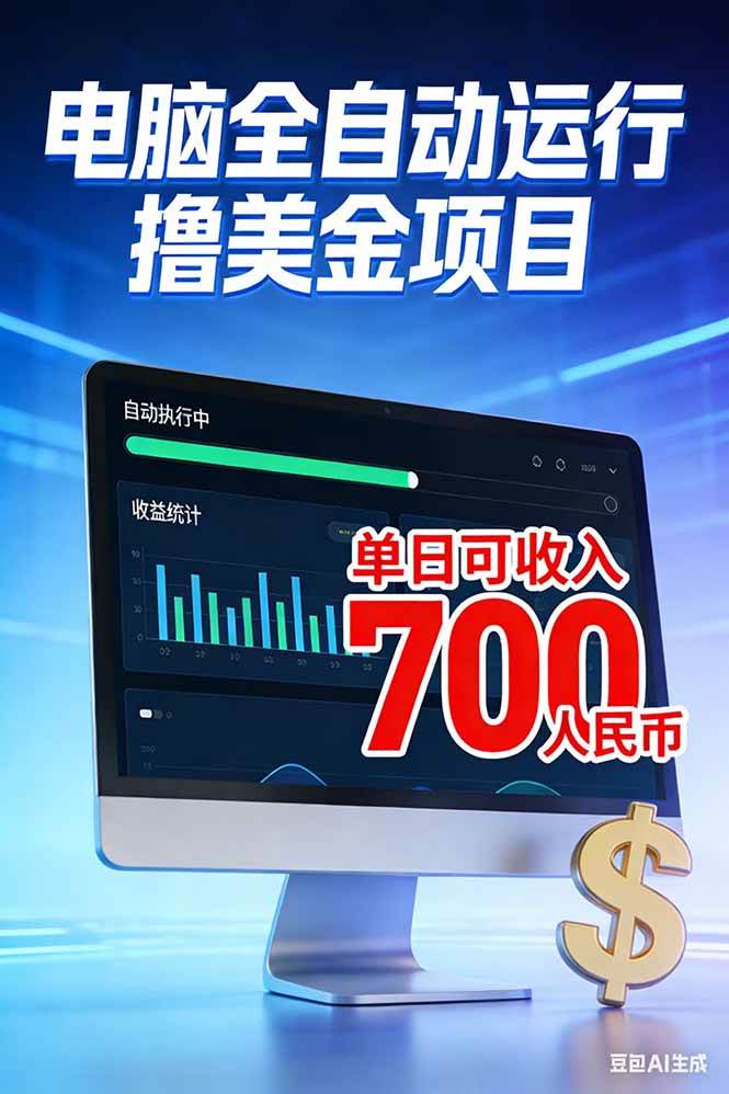 【21125】2026年电脑全自动赚美金项目，单电脑日收益700+