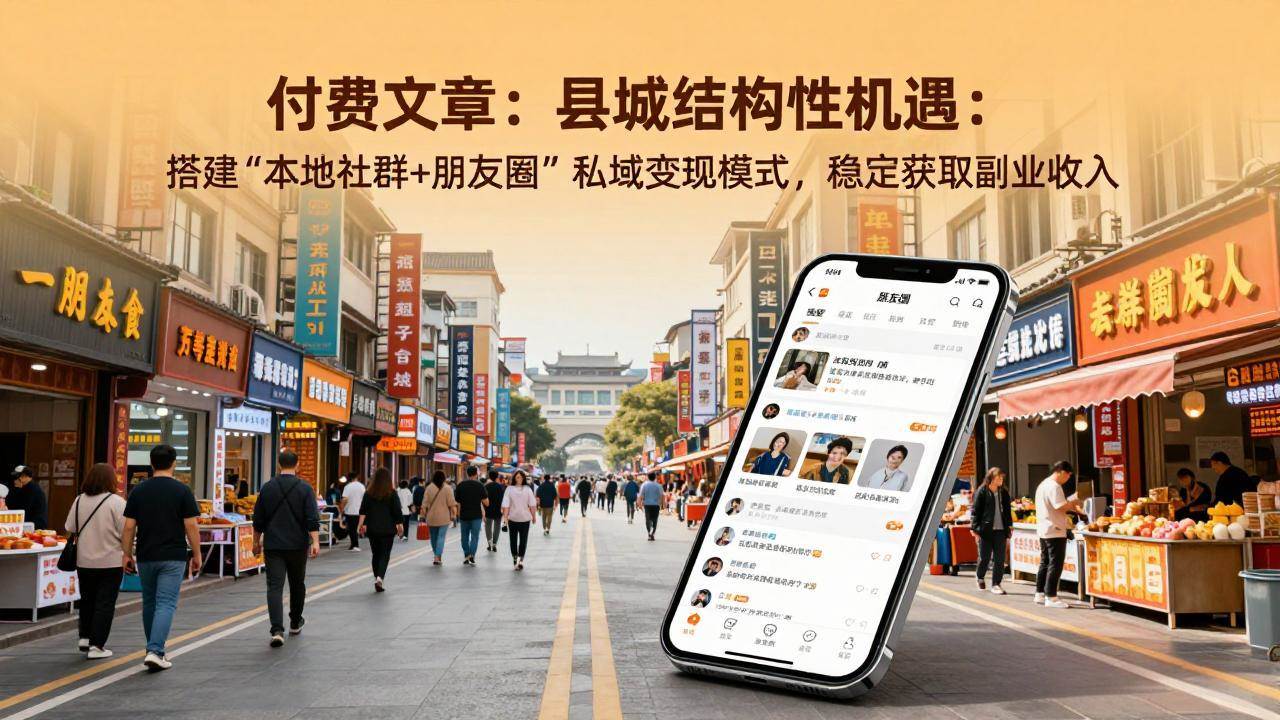 猫哥原创付费文章：县城结构性机遇：搭建“本地社群+朋友圈”私域变现模式，稳定获取副业收入