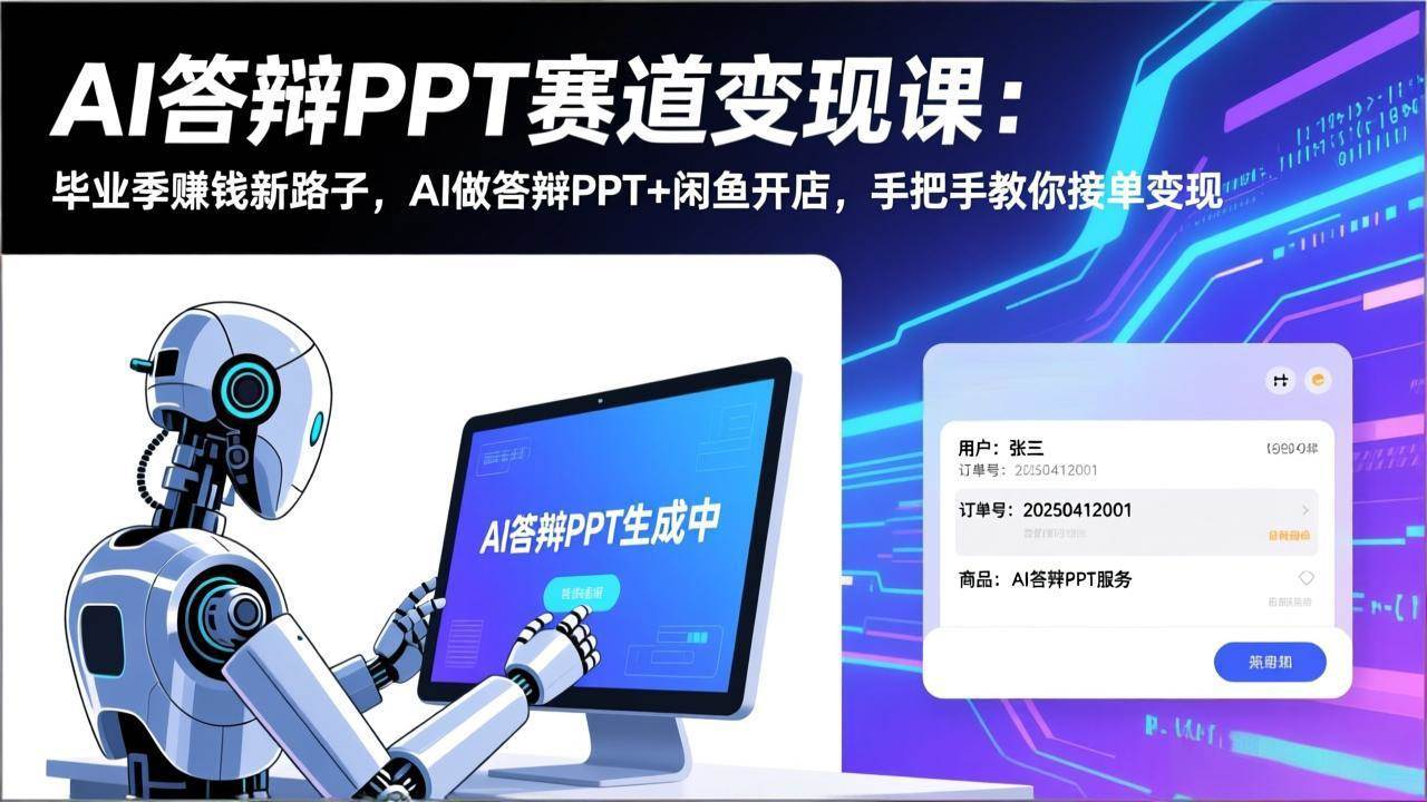 【21409】AI答辩PPT赛道变现课：毕业季赚钱新路子，AI做答辩PPT+闲鱼开店，手把手教你接单变现