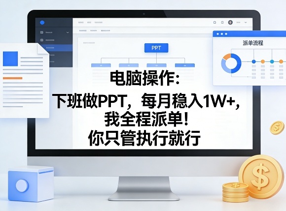 【21426】电脑操作：下班做PPT，每月稳入1W+，我全程派单！你只管执行就行【揭秘】