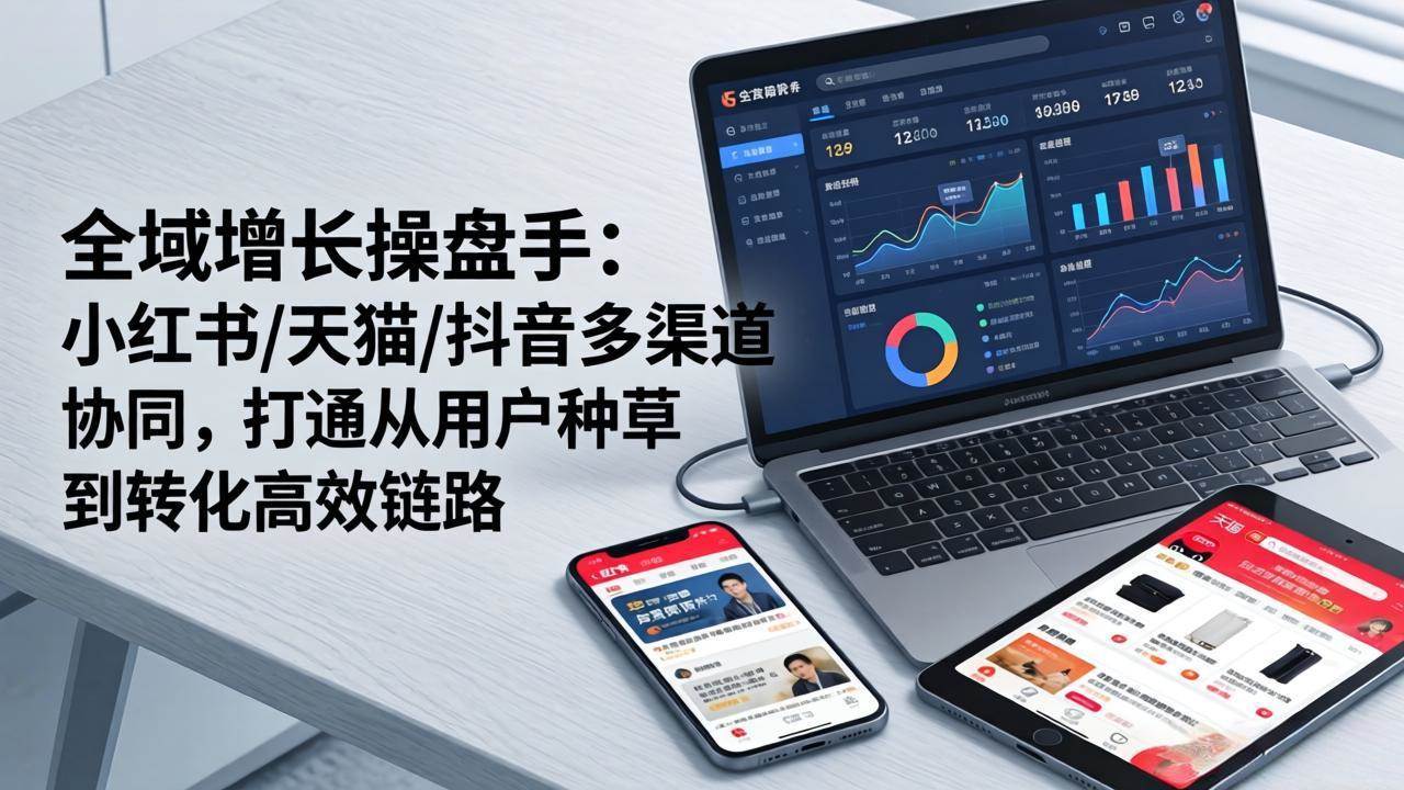 【21449】迪安操盘手俱乐部全域增长操盘手：小红书/天猫/抖音多渠道协同，打通从用户种草到转化高效链路